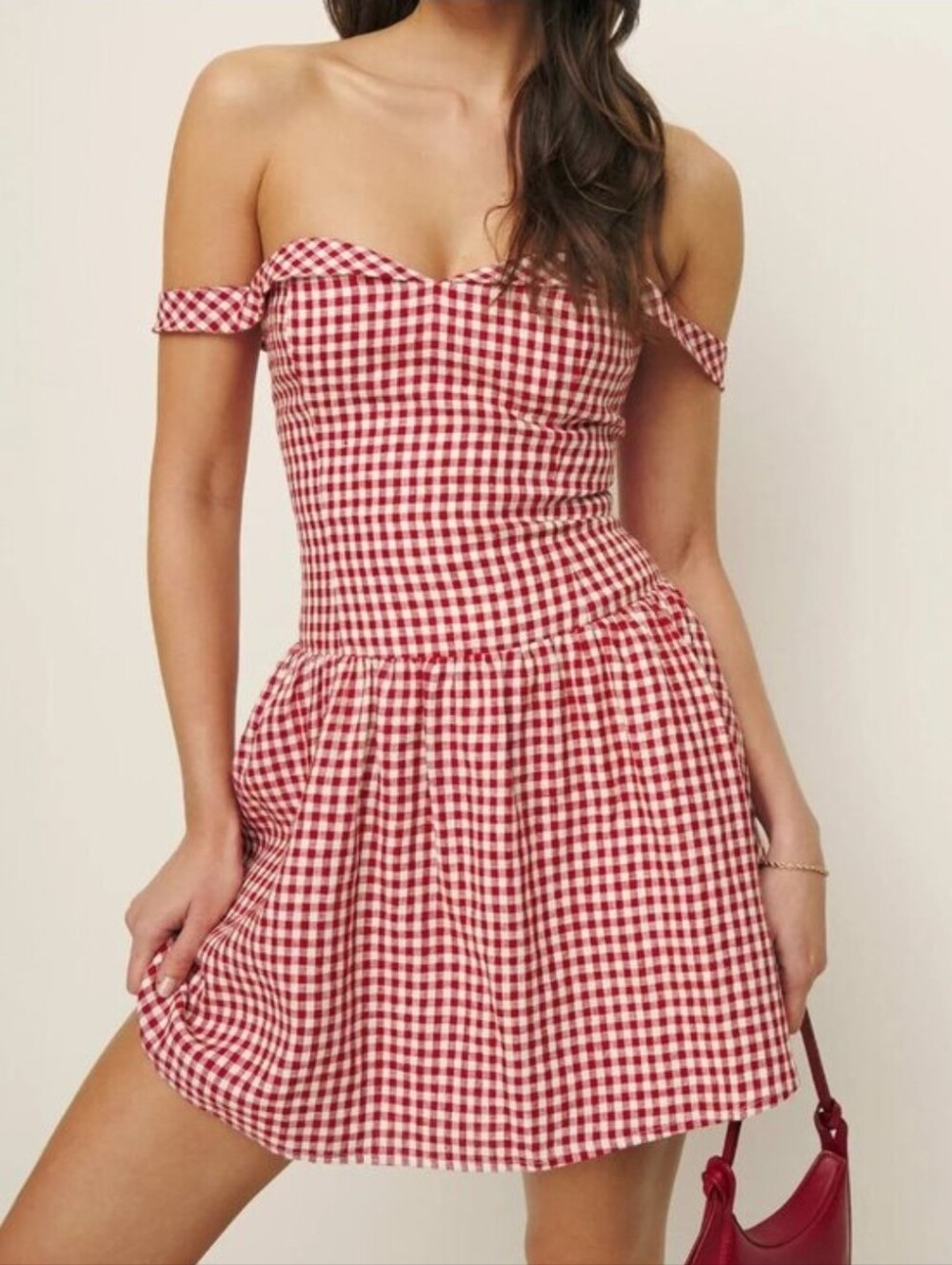 ✨️✨️NWOT Reformation Sora Linen Mini Dress  Check Red Gingham - Picture 4 of 11